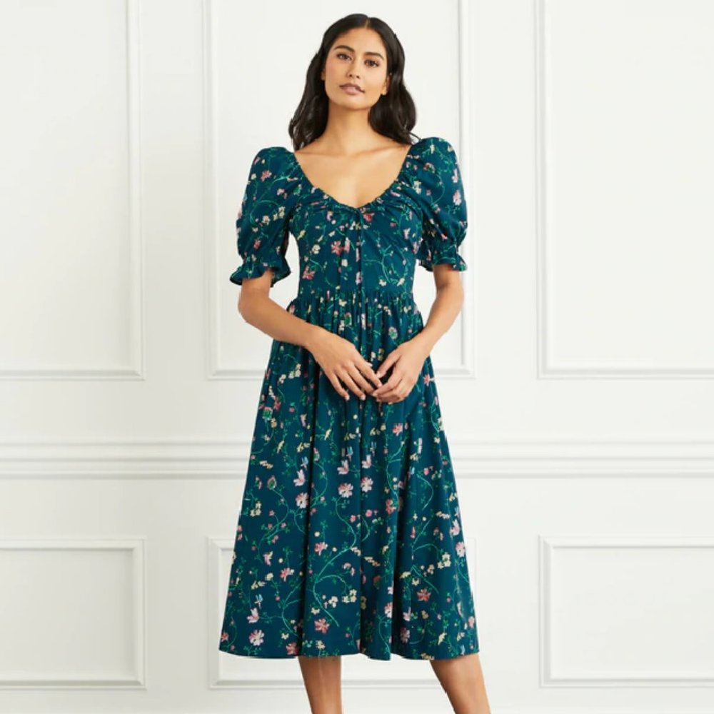 Rare EUC Hill House Ophelia Dress in Moody Floral Poplin Size M